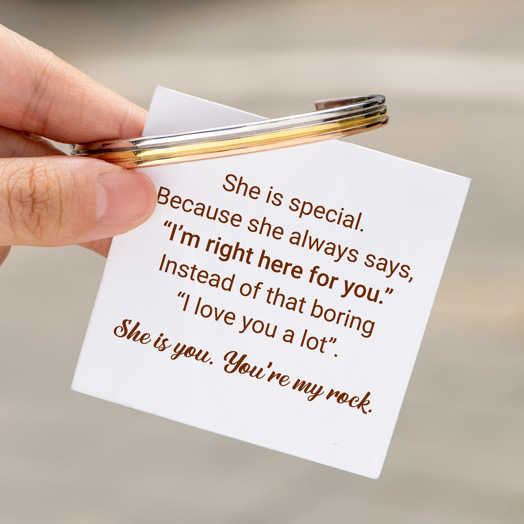 You're My Rock Tri-Tone Cuff Bracelet