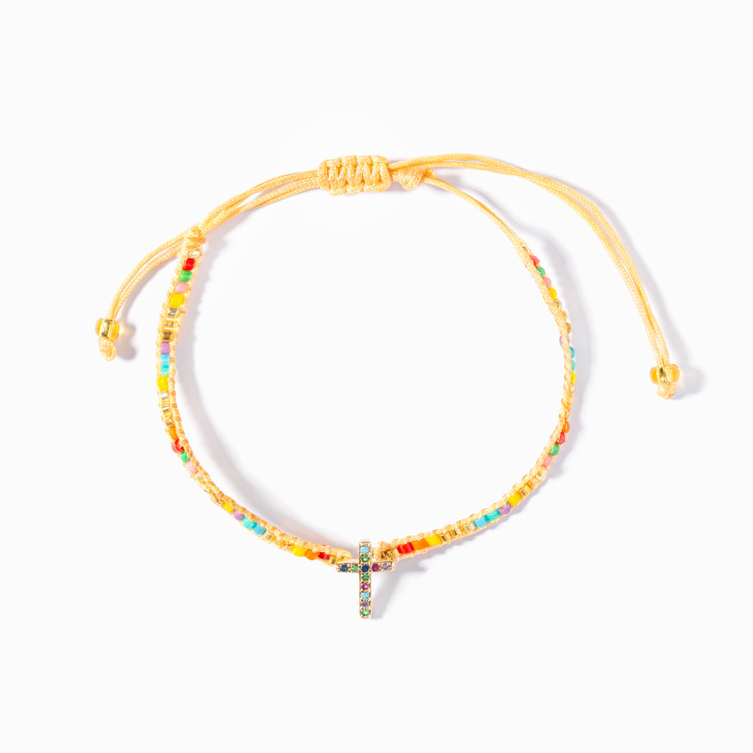 Squad Goals Hand-Braided Pavé Cross Bracelet