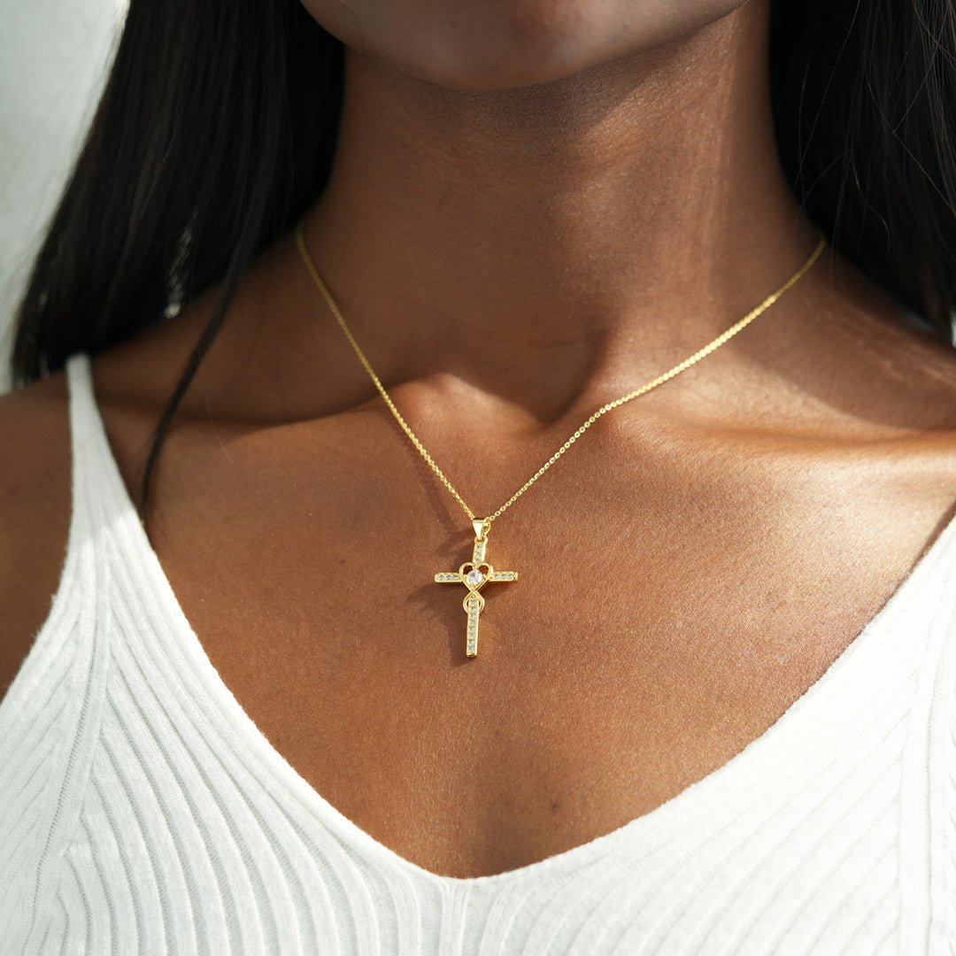 Friends Are God's Way Of Taking Care Of Us Heart Cross Necklace
