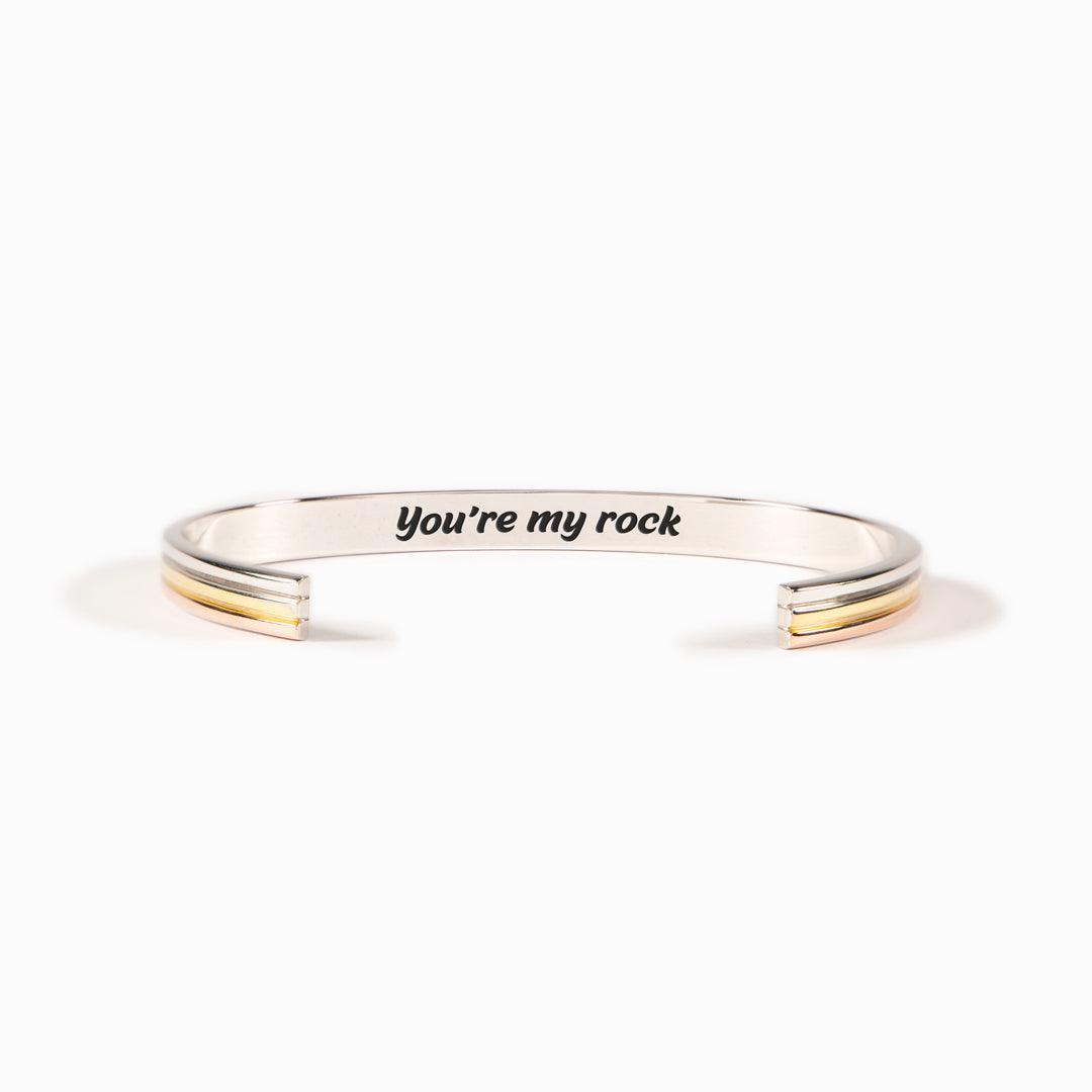 You're My Rock Tri-Tone Cuff Bracelet