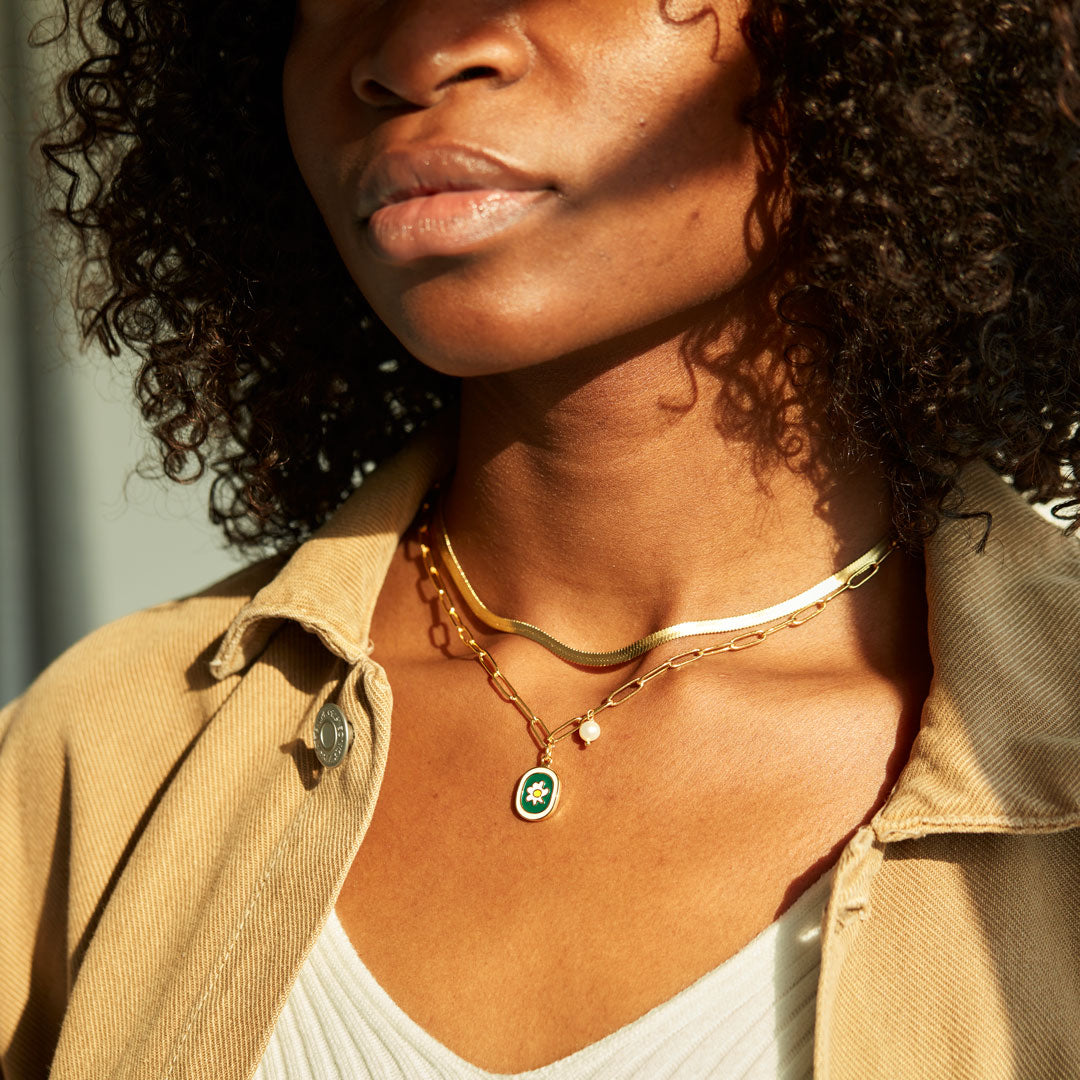 For Friend Enamel Flower Layered Necklace Set